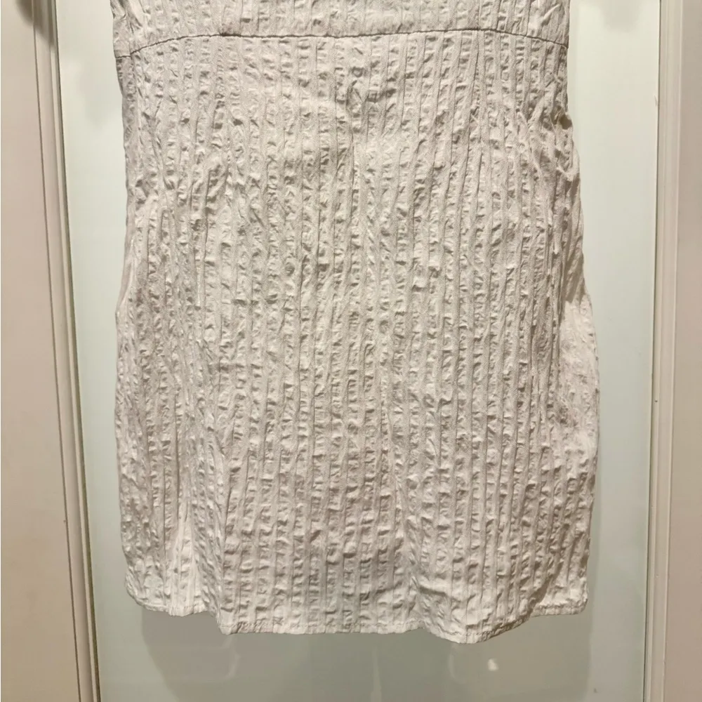 Shein LWD White Textured Mini Dress Ties in front off or on shoulder Dainty - Image 8