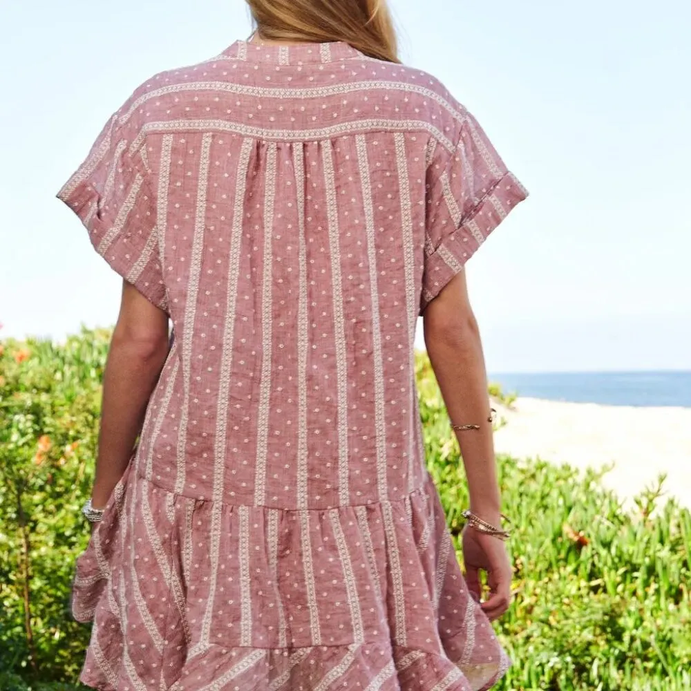 Davi & Dani‎ Embroidery V Neck Short Sleeve Ruffled Mini Dress - Image 8