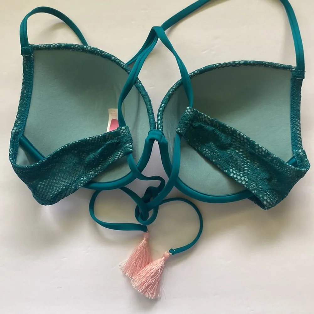 Victoria’s Secret boho lace crochet padded push-up tassel bikini, size 36C large - Image 4