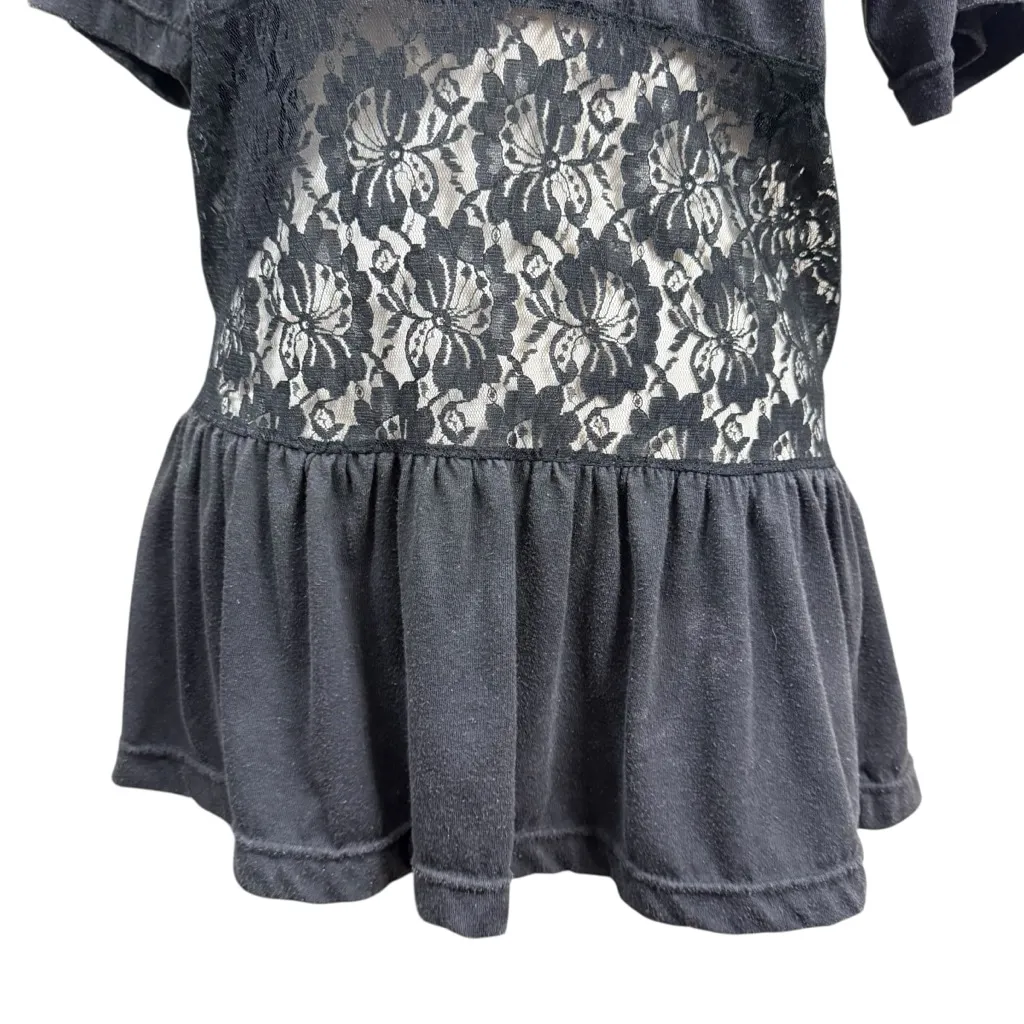 Vintage CSL Black Lace Peplum Tee Shirt Top Women’s Size Large - Image 3