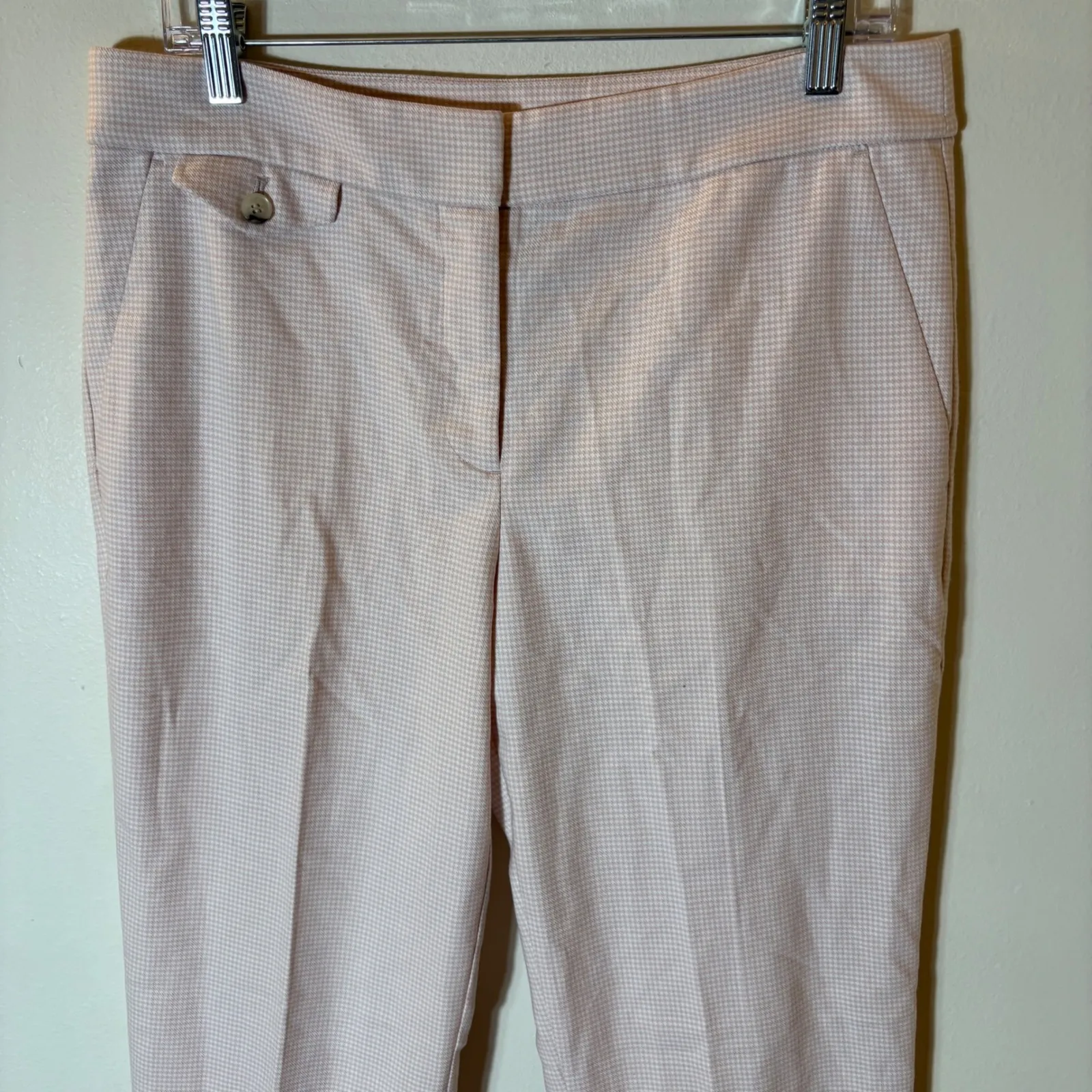 LOFT Pink Gingham Ankle Trouser Pants Size 8 - Image 2