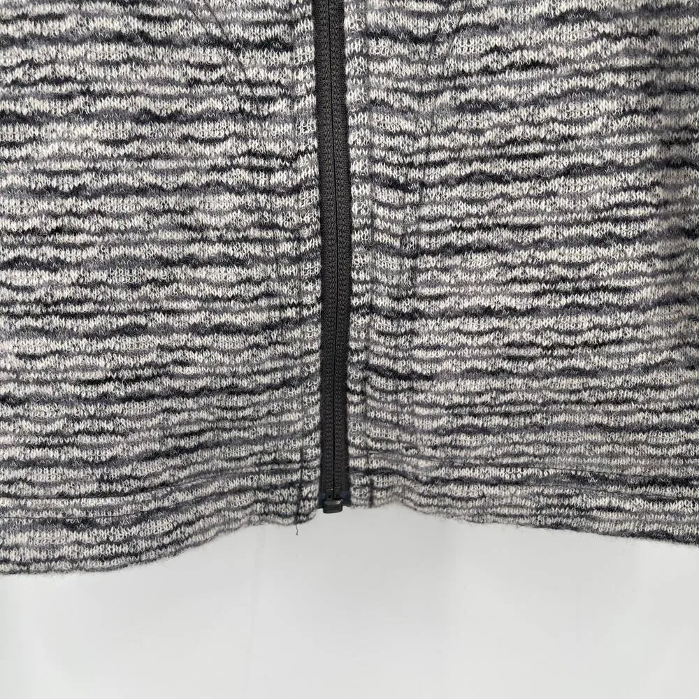 OVERLAND Zip Up Sweater Small Aurora Wool Blend Fleece Gray Stripe Jacket Pocket - Image 7
