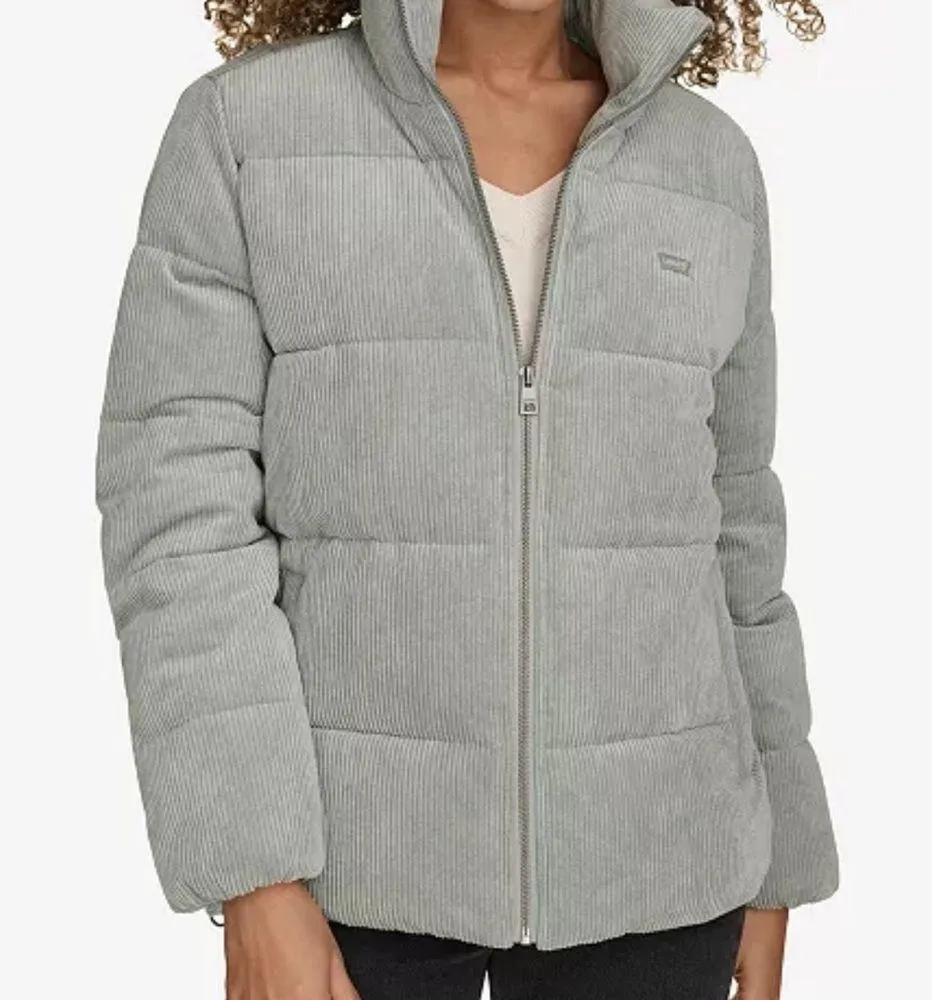 Levis Womens Corduroy Puffer Jacket Collared Winter Fall Full Zip Plus Size XXL - Image 2