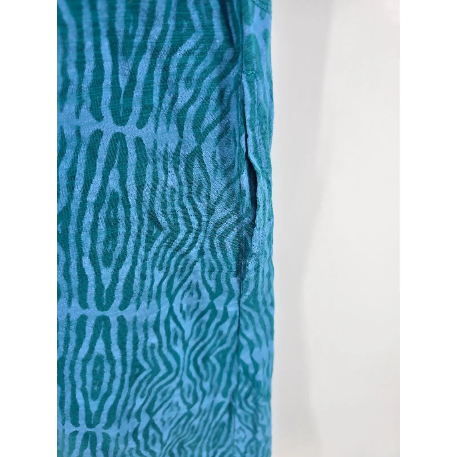 Fresh Produce Teal Blue Abstract Pattern V Neck 3/4 Sleeve Tunic Top Size Large - Image 5