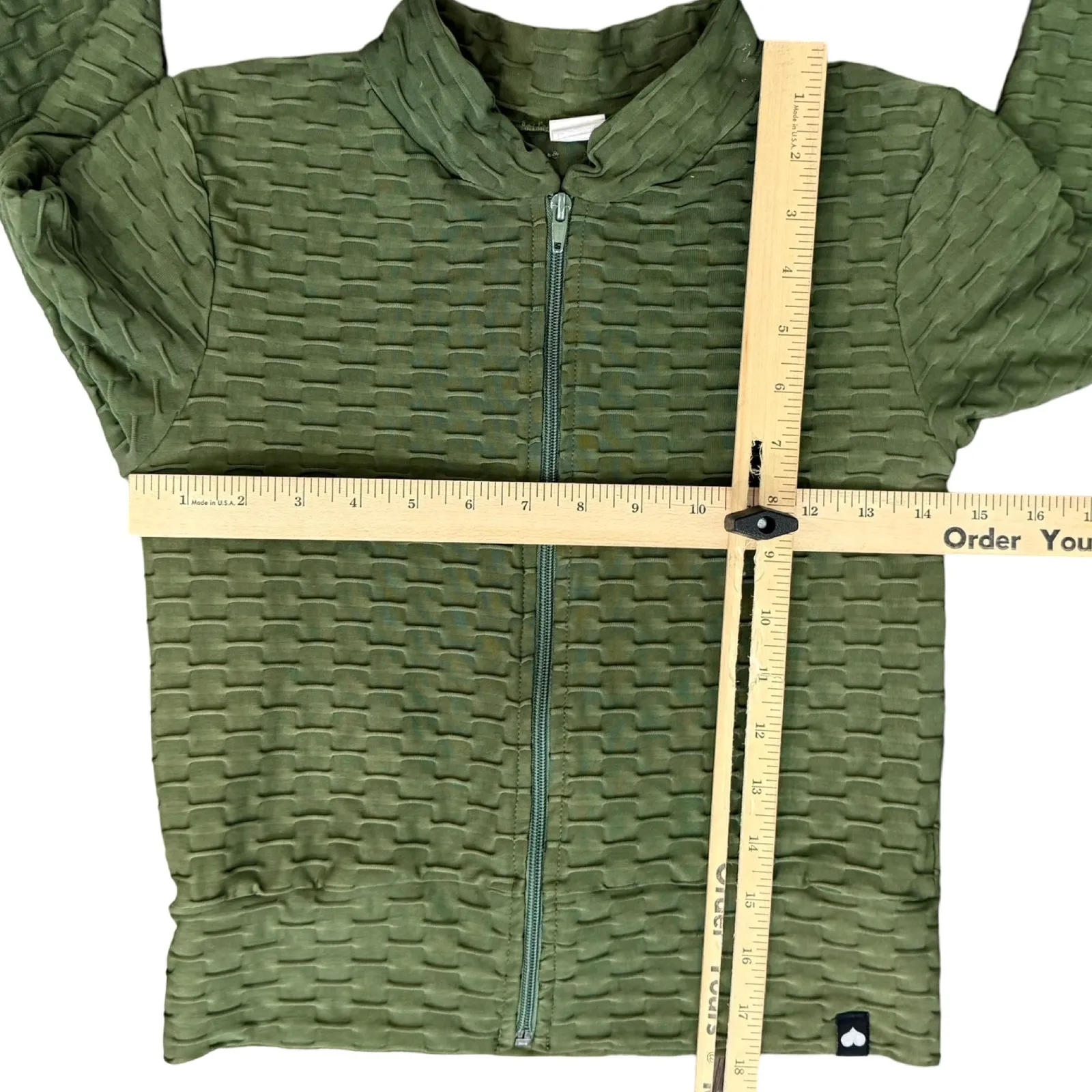 Booty by Brabants Olive Green Croco Cropped Zip Up Active Track Jacket sz S / M - Image 7