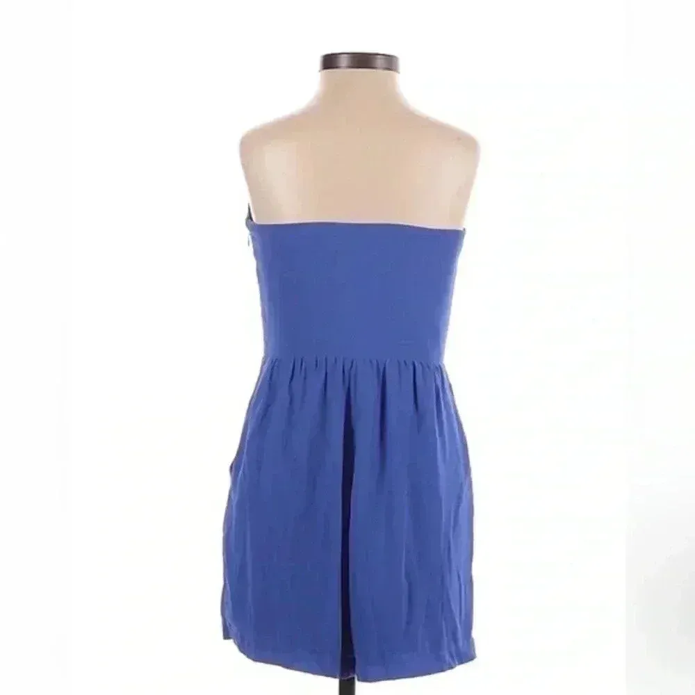 Express | Chic Blue Lavender Front Ruffles Strapless Romper Size 0 XS - Image 4