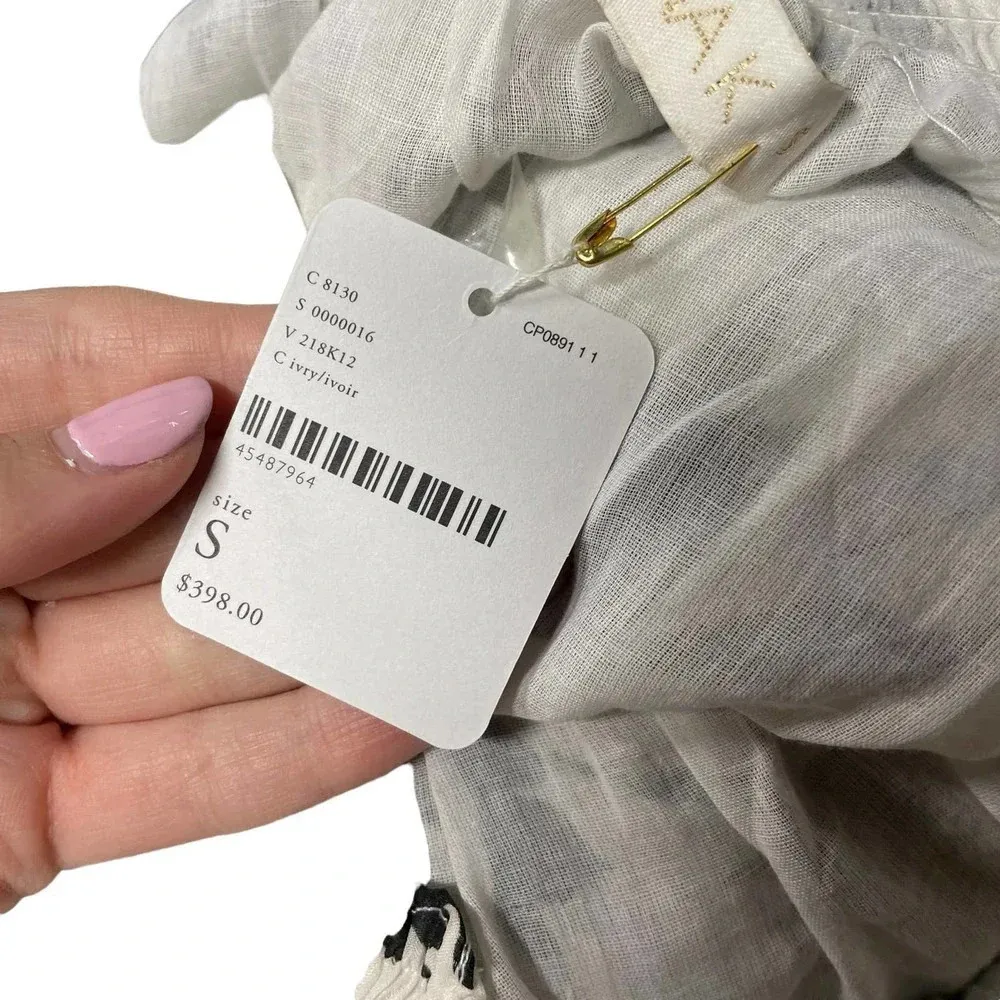 Carolina K for Free People Alexa Maxi Dress White Black Leaves Size Small‎ - Image 14