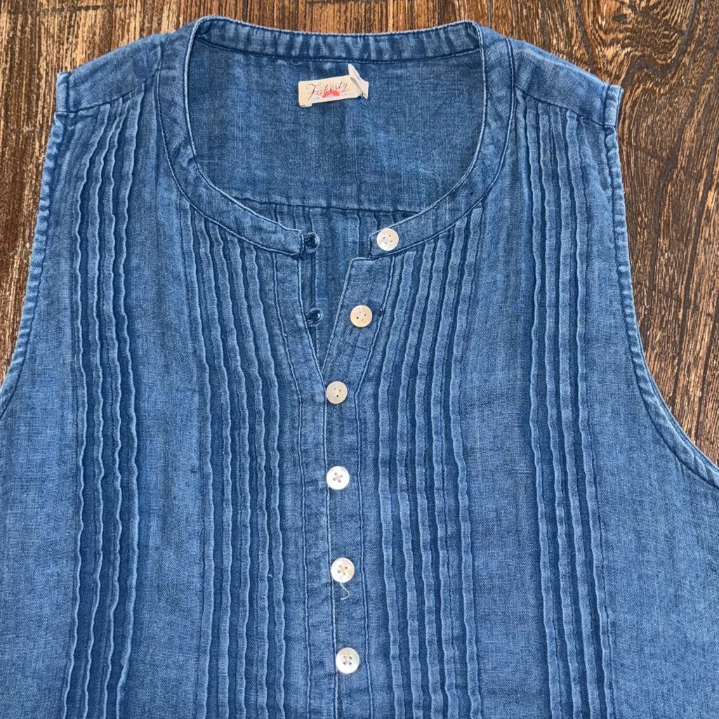 Faherty Isha Dress Indigo Blue Women’s Size Small - Image 8