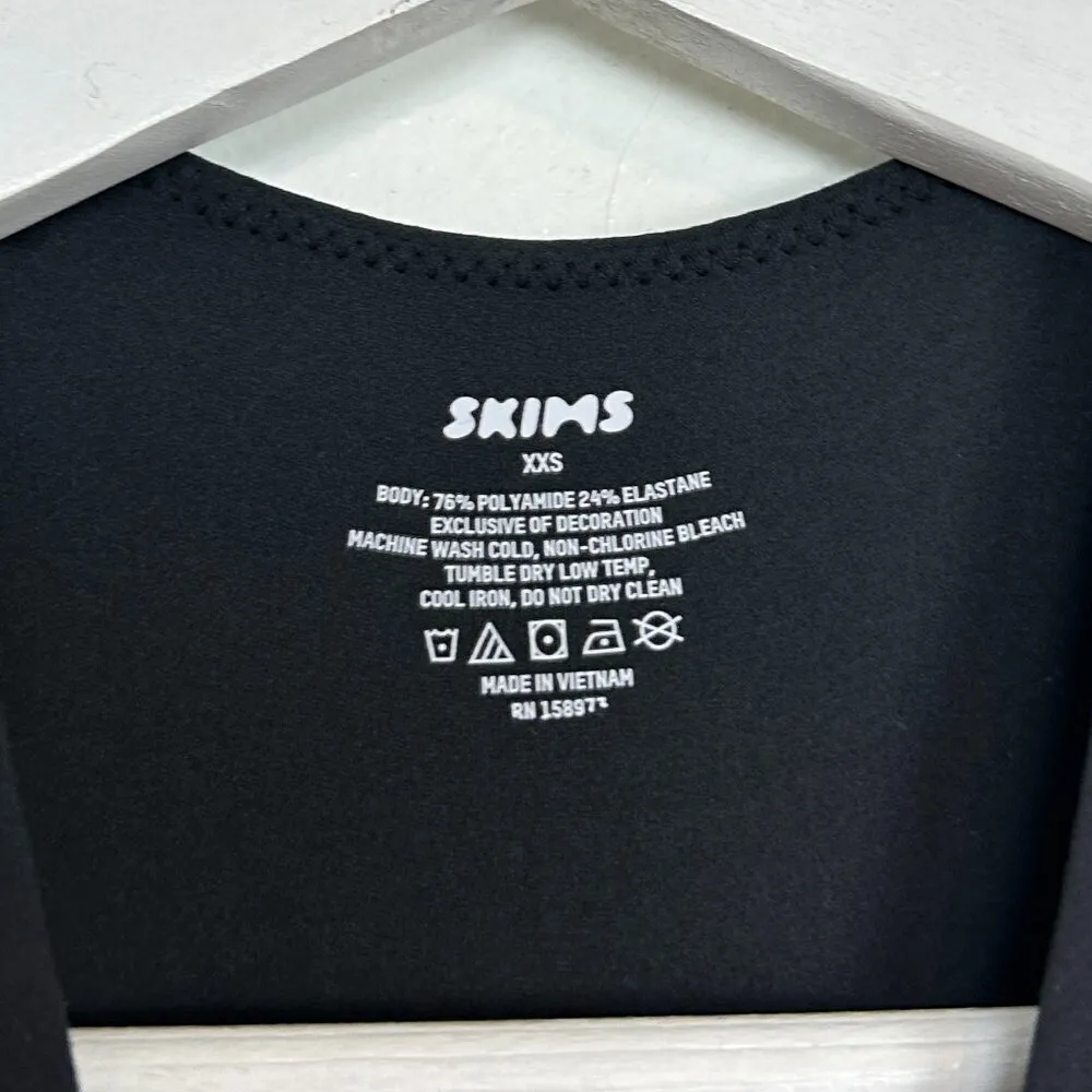 SKIMS Fits Everybody High Neck Bodysuit in Onyx Black Size XX-Small - Image 6