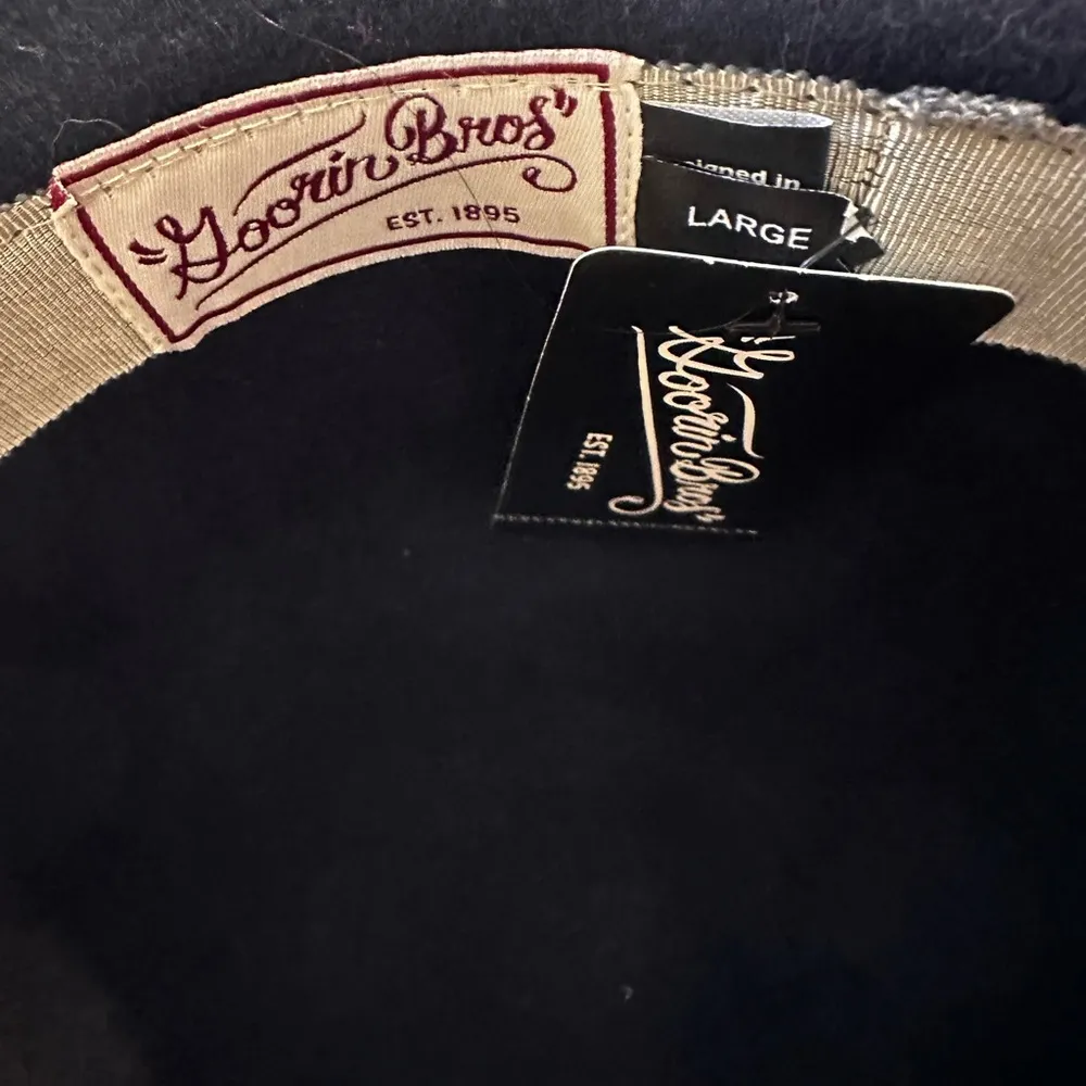 Wool Bowler sz L navy with ivory  NWT Ms Shores - Image 3