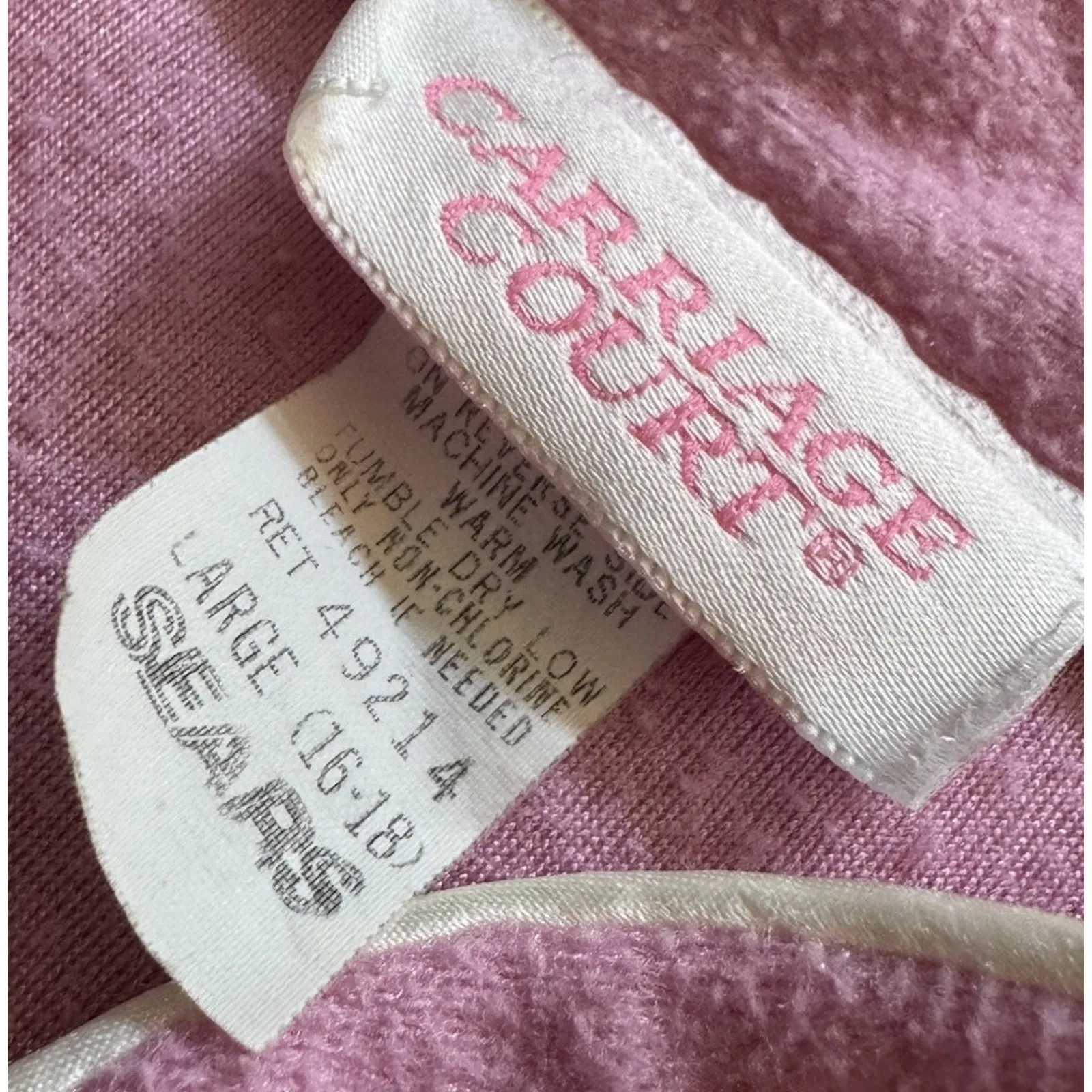 VTG Sears Carriage Court Long Flannel Large Floral Night Gown Partial Zip Granny Pink - Image 5