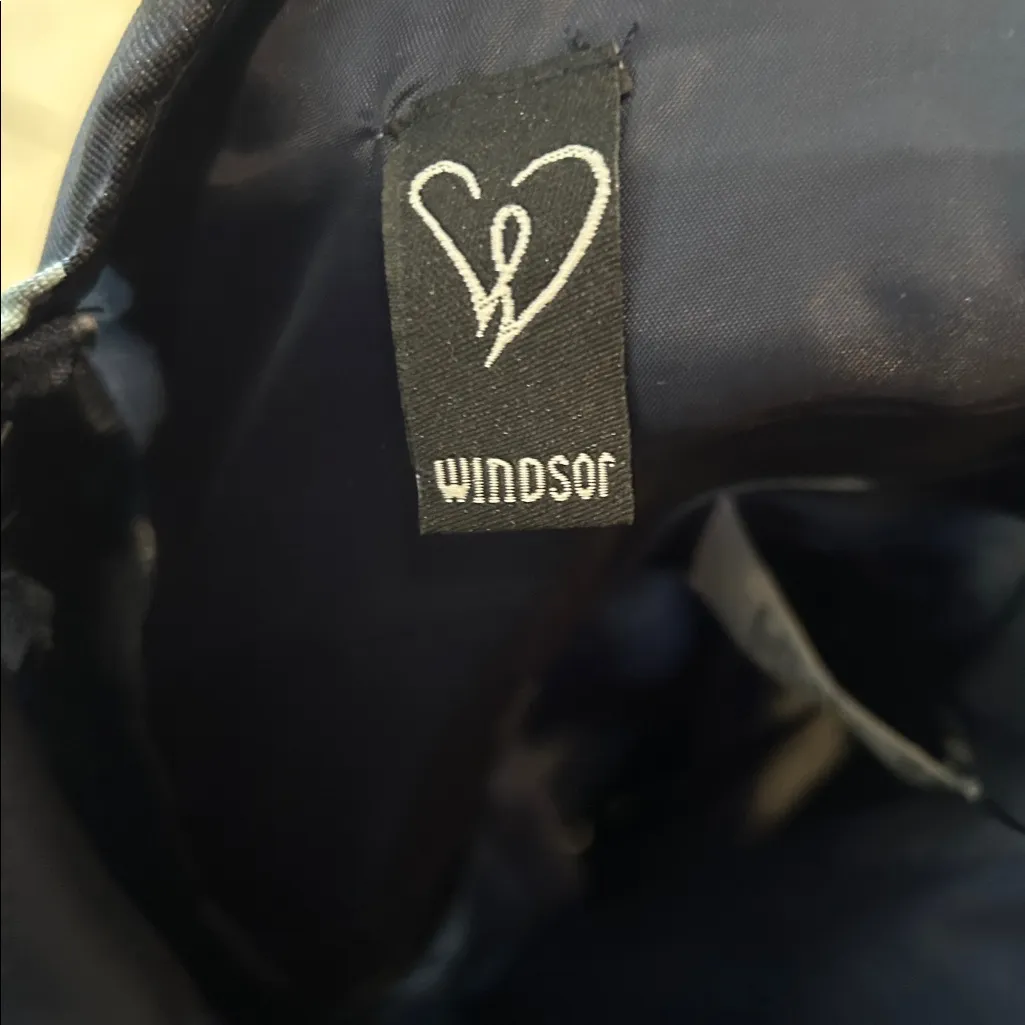 Windsor Blue Ember Satin Floral Formal Hoco Mini Dress Off Shoulder Sweetheart 8 - Image 6