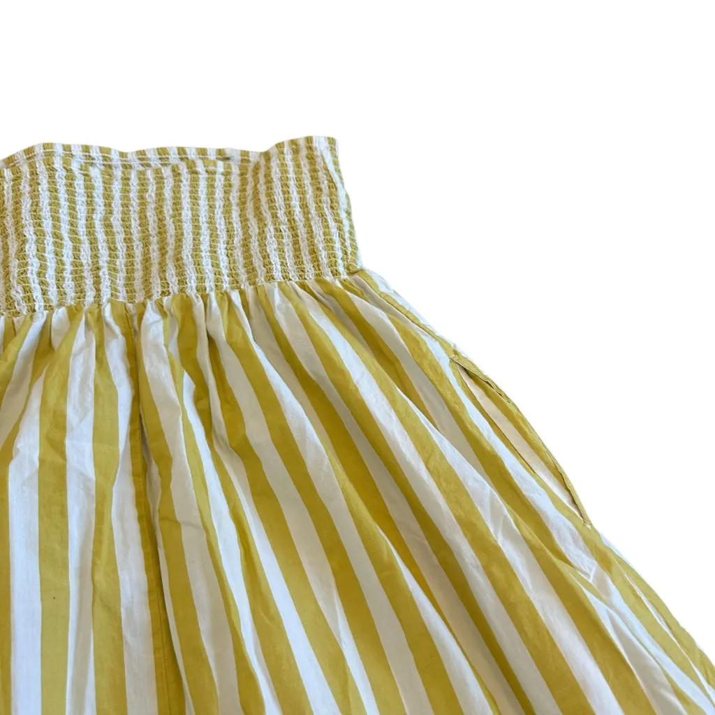 A New Day Yellow White Striped Maxi Dress Sundress Strapless Cotton Size Medium - Image 10
