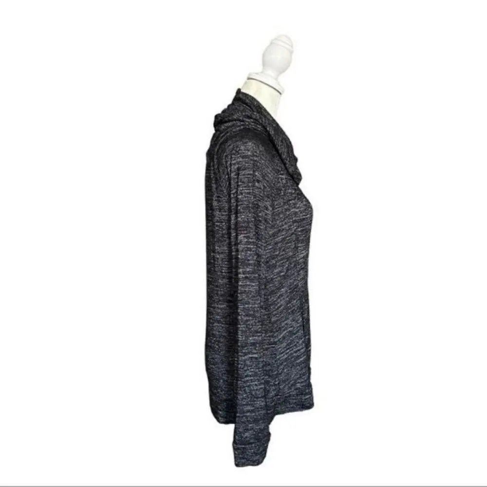 Nicole Miller Cowl Neck Heather Black Long Sleeve Sweater w/ Pockets Sz Medium - Image 3