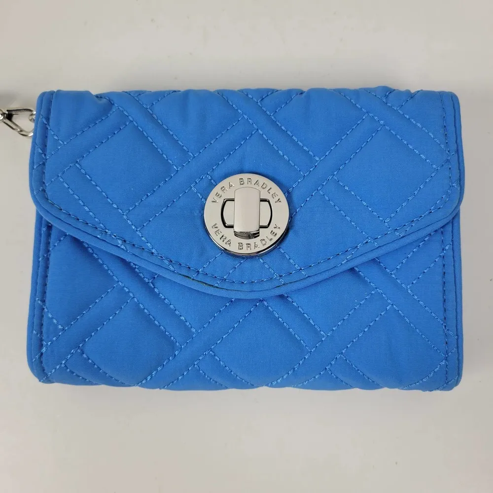 Vera Bradley Glenna Womens Wristlet Clutch Purse Wallet Sky Blue Turnlock - Image 2