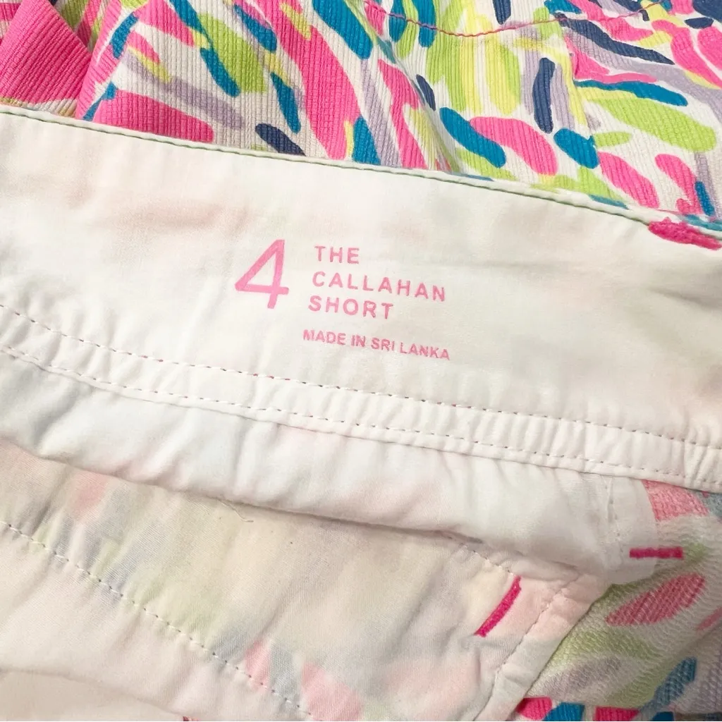 Lilly Pulitzer Callahan Shorts Pink Multicolor Palm Ria Reader Size 4 - Image 3