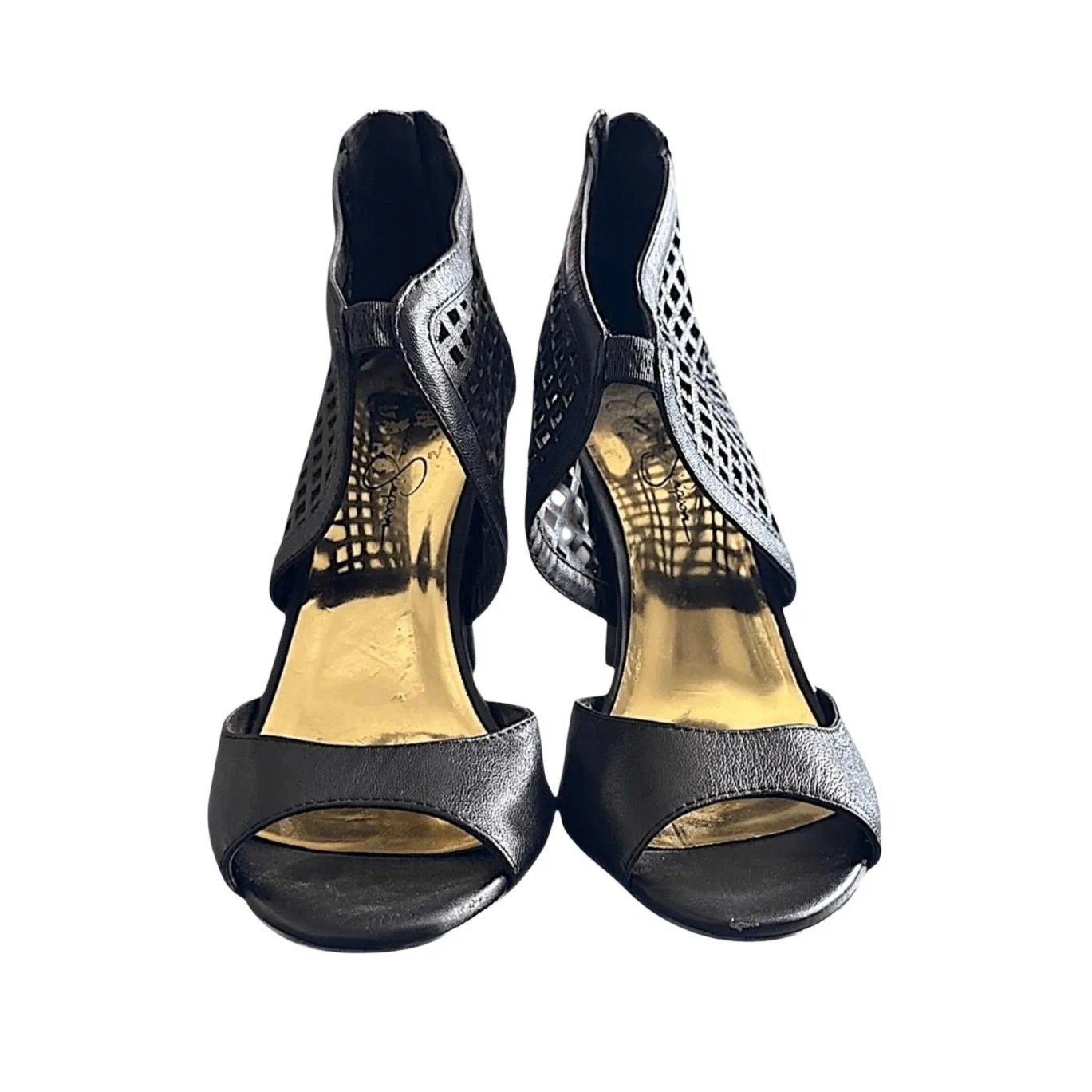 Jessica Simpson Womens Black Mesh Jersee Peep Toe Stiletto Dress Sandals Heels - Image 3