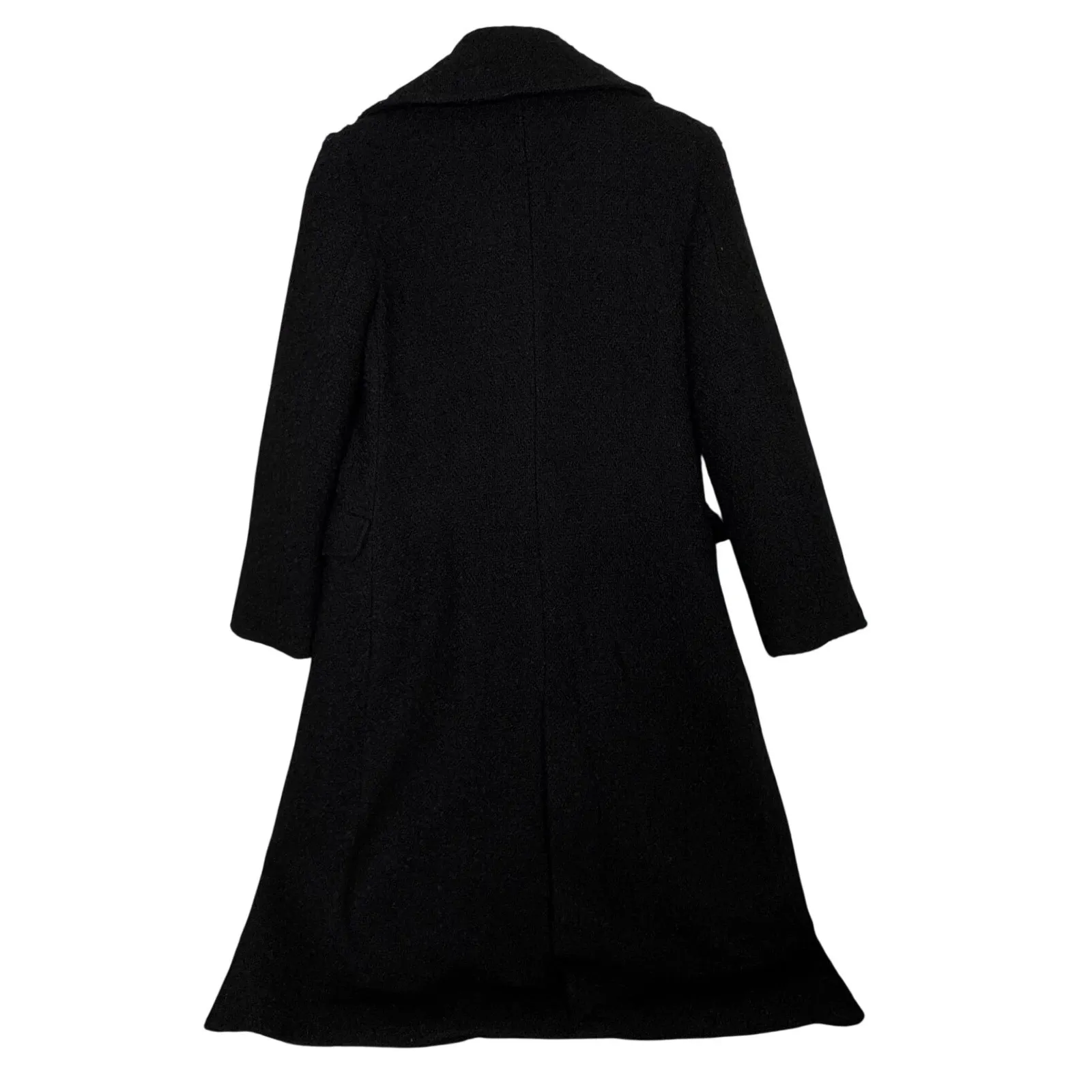 Maeve Black Dble Breasted Tweed Coat Maxi Womens 8P Classic Staple Dark Academia - Image 4