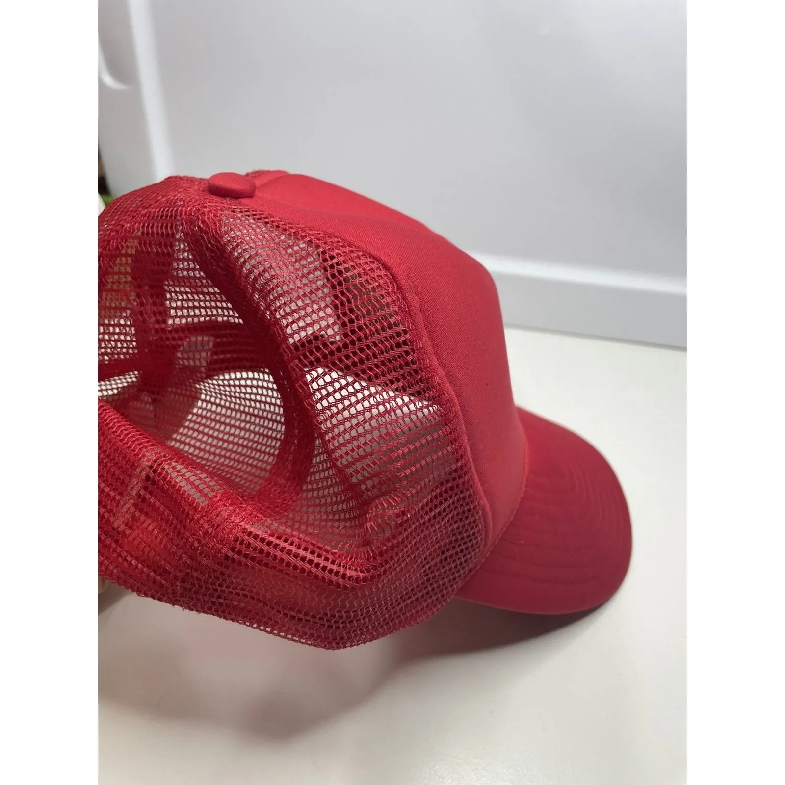 Vintage "TOMGIRL" ON RAINBOW DESIGN PATCH Red Roped Trucker Hat Cap - Image 5