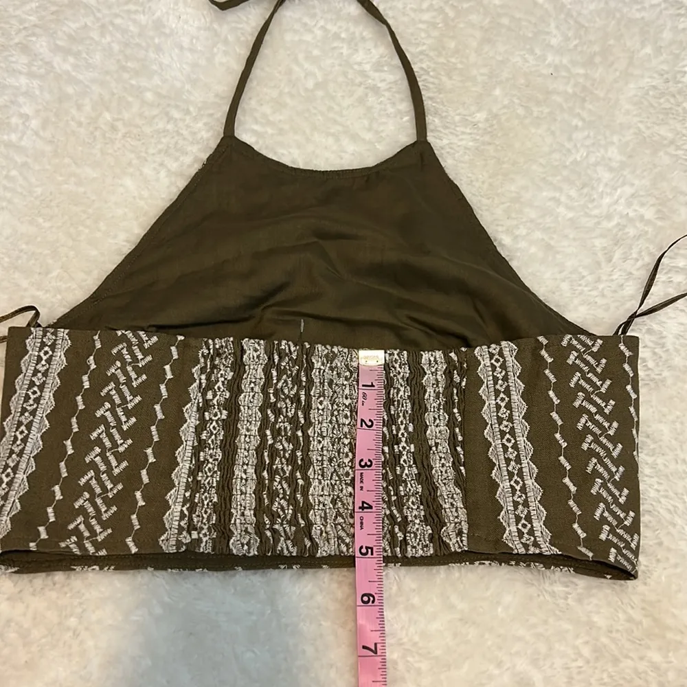 House of Harlow 1960 women small embroidered halter‎ top Green - Image 5