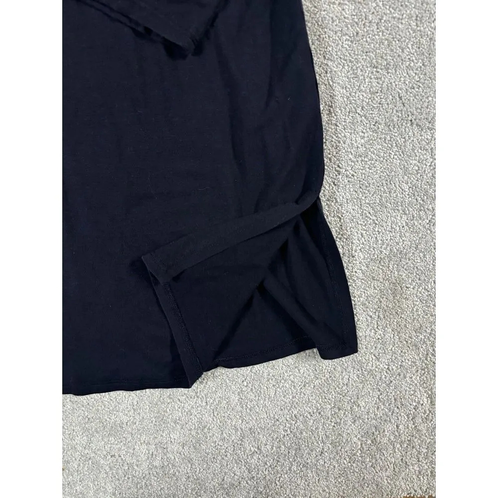 eileen fisher xs black split hem 3/4‎ sleeve Tencel Blouse Minimalist - Image 4