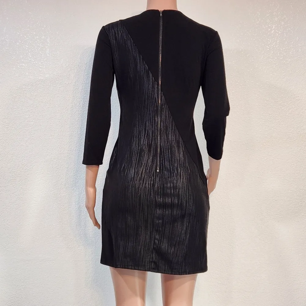 Donna Morgan 3/4 Sleeve Ruched Little Black Dress Sz 4 - Image 7