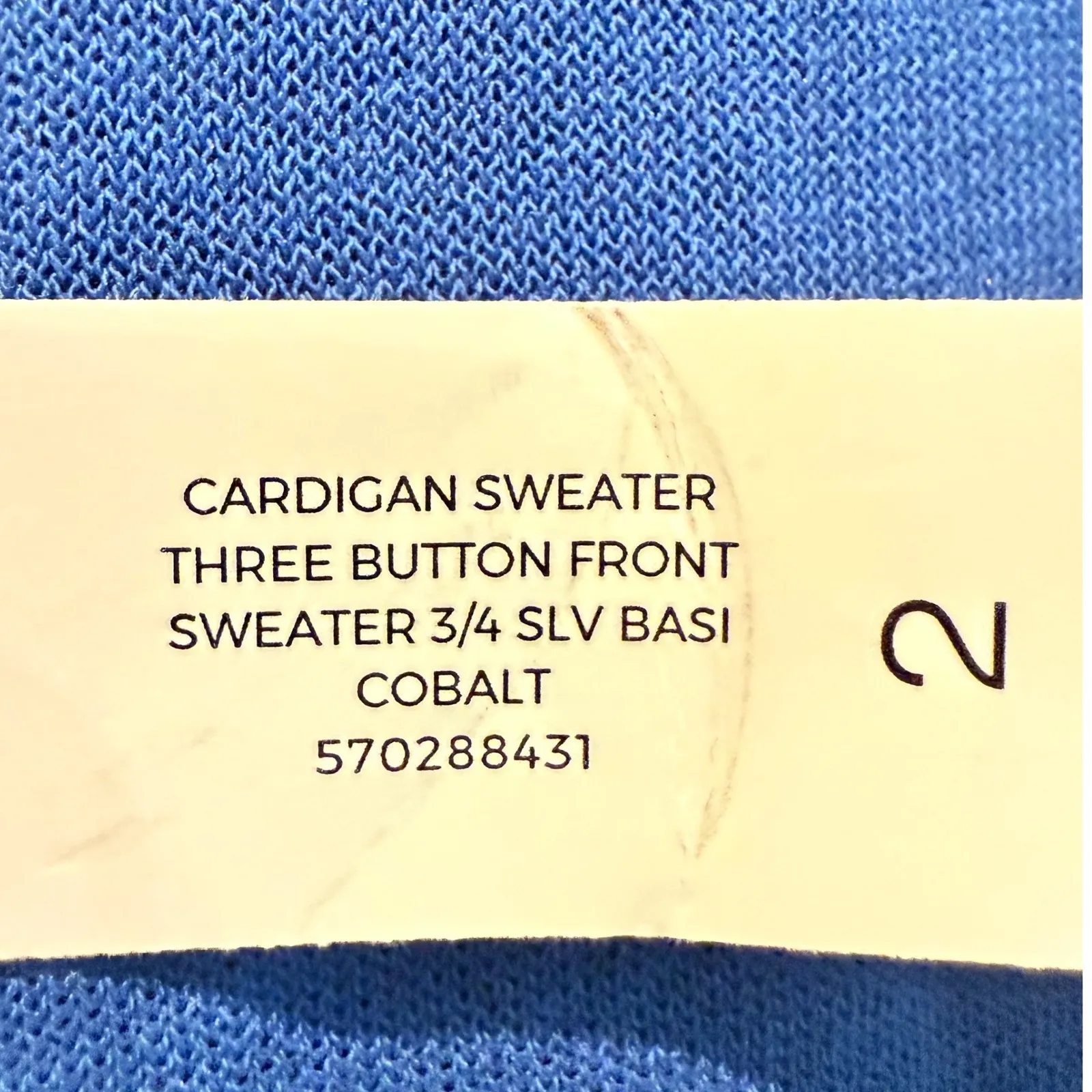 Chico's Cobalt Blue Cardigan Sweater 3/4 Sleeve Button Front Womens Size 12 (2) - Image 6