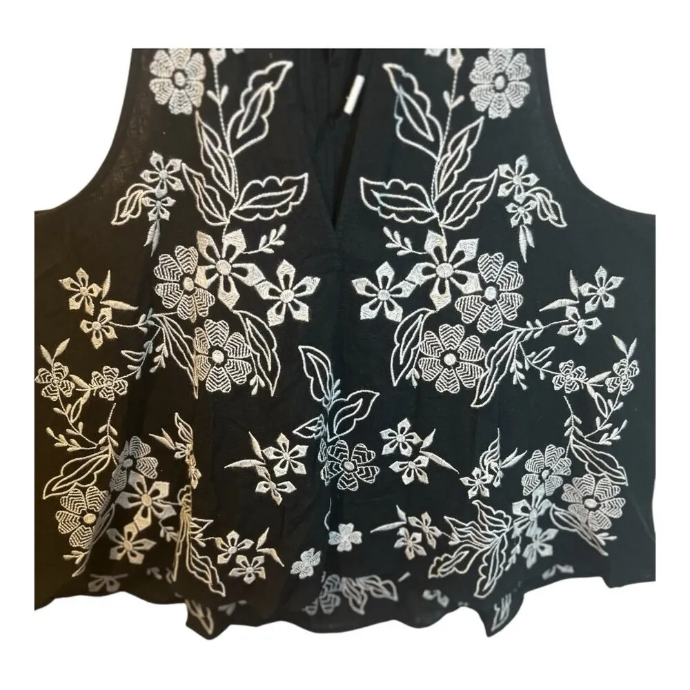 Pilcro Anthropologie Tavi Blouse The Tank Edition Large Embroidered Linen Cotton - Image 5