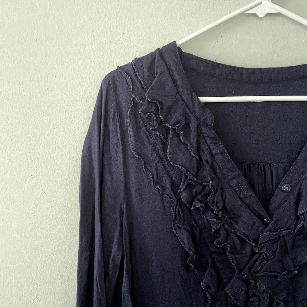 Cream sammie tunic dark navy blue long sleeved v - Image 2
