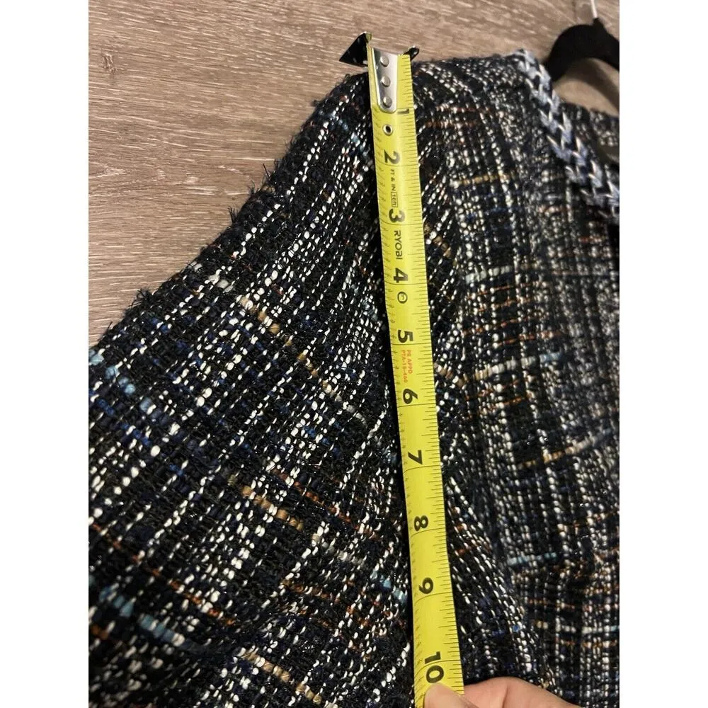 Talbots Plus Size 16 Blue Houndstooth Blazer Coat Suit Business Casual Career - Image 8