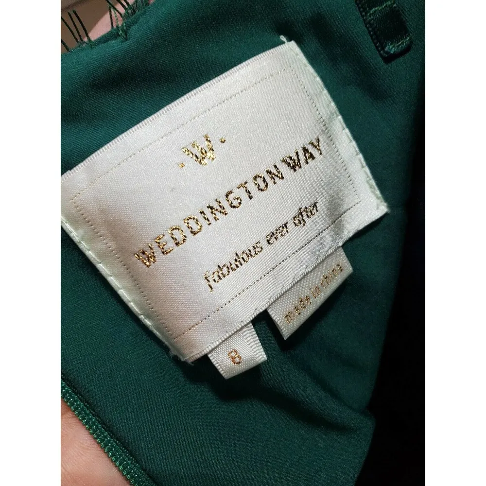 Weddington Way Women's Green Floral Nylon Off the Shoulder Knee Length Dress 8 - Image 10