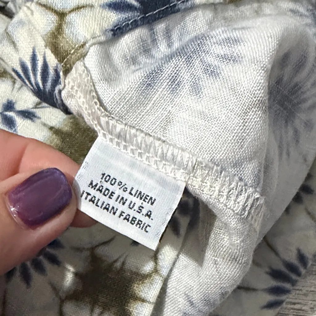 bryn Walker Blue and Brown Starburst Linen Blouse - Image 8