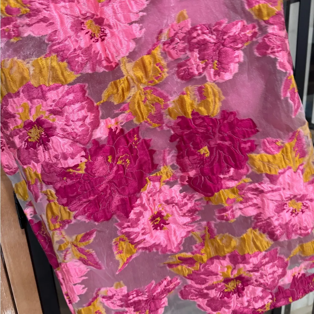 Lulu’s Jacquard Strapless Bustier Midi Dress corset slit floral lace embroidered - Image 14