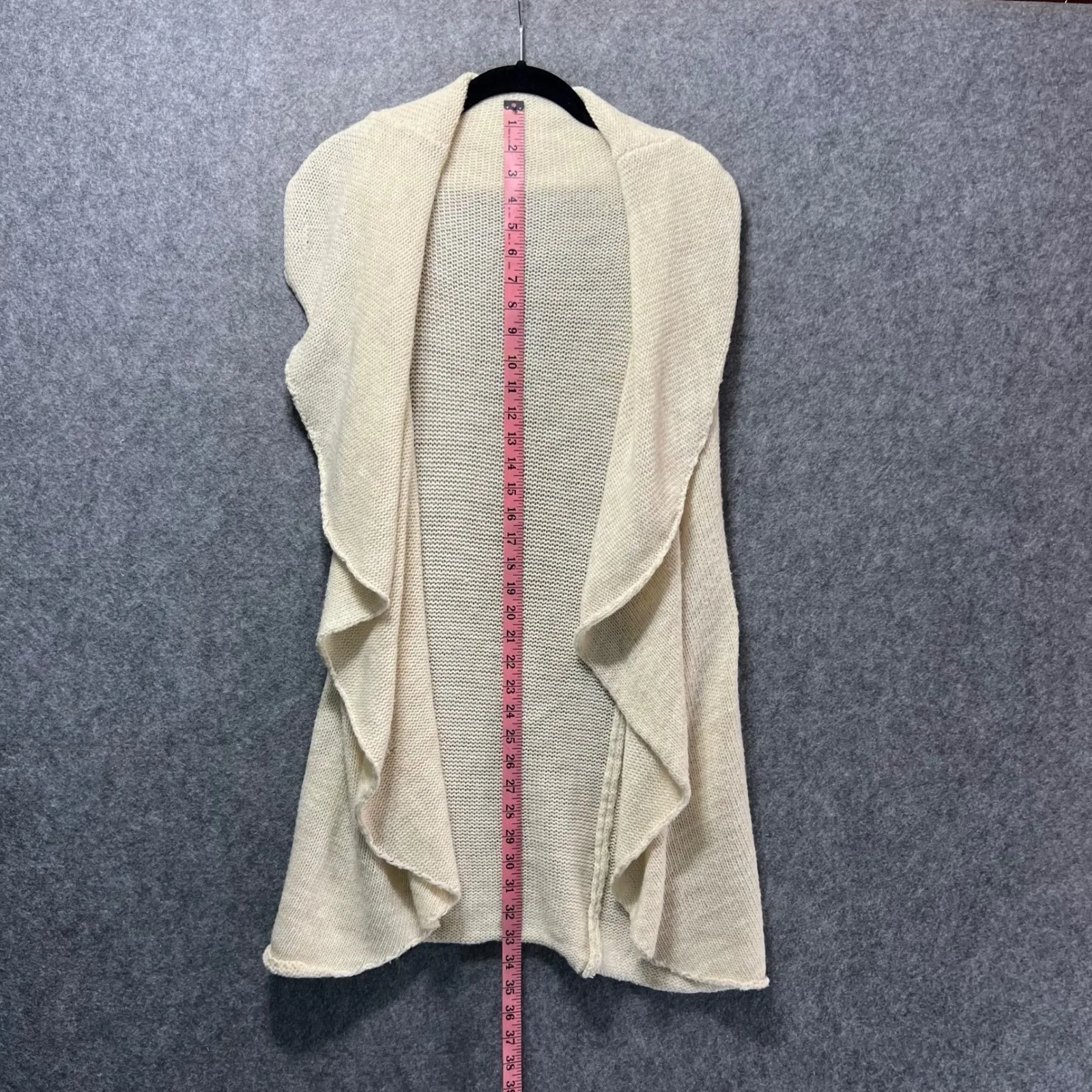Cream Open Front Cardigan Knit Vest Waterfall Drape Mohair Lambswool Blend Boho Size undefined - Image 2