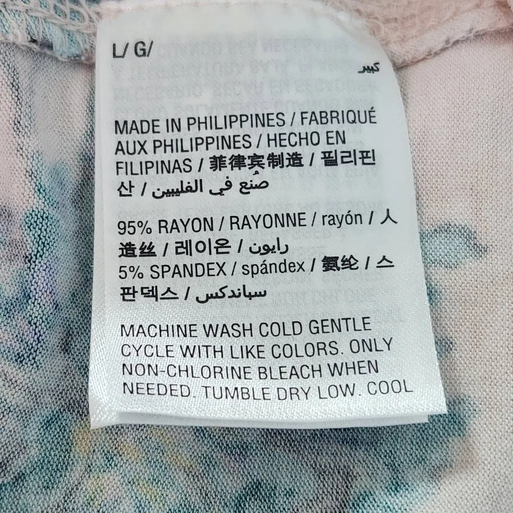 Style & Co. Pink Floral Short-Sleeve Tee with Handkerchief Hem Size Large - Image 9