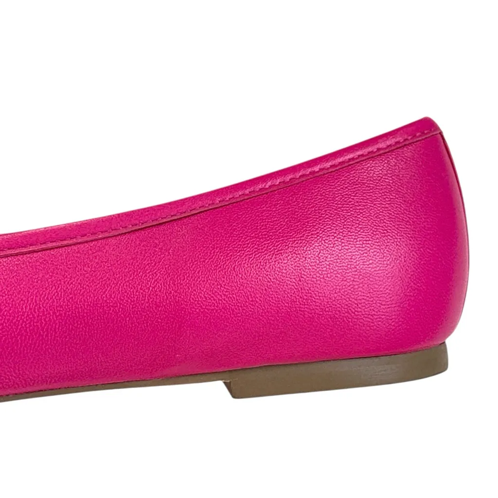 EUC Talbots Leather Blair Cap Toe Ballet Flats Pink Orange Size - Image 5