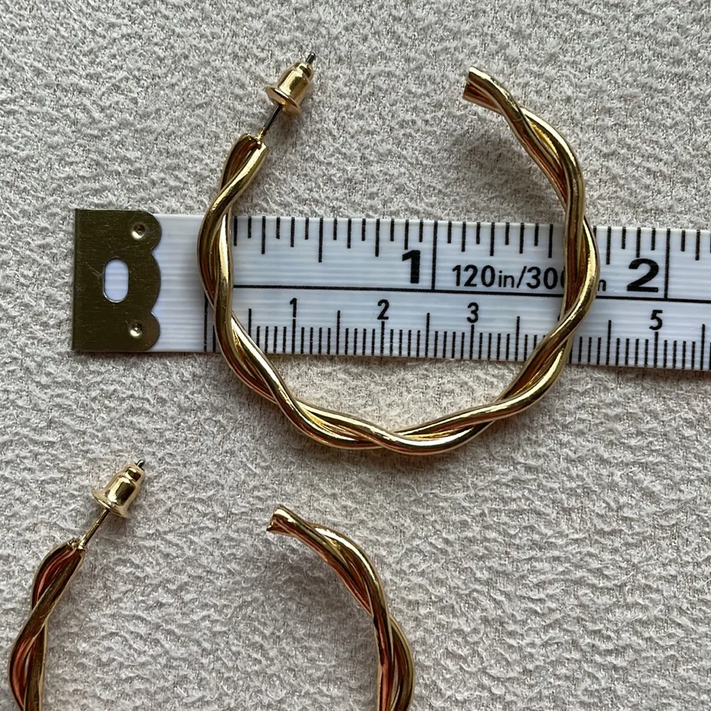 NEW Twisted hoop gold earrings - Image 2