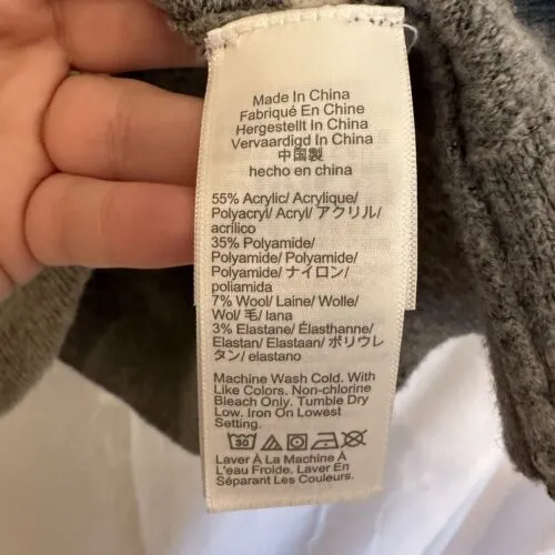 J Crew Women Size Medium Sweater Dress Gray White Striped Wool Blend Turtleneck‎ - Image 5