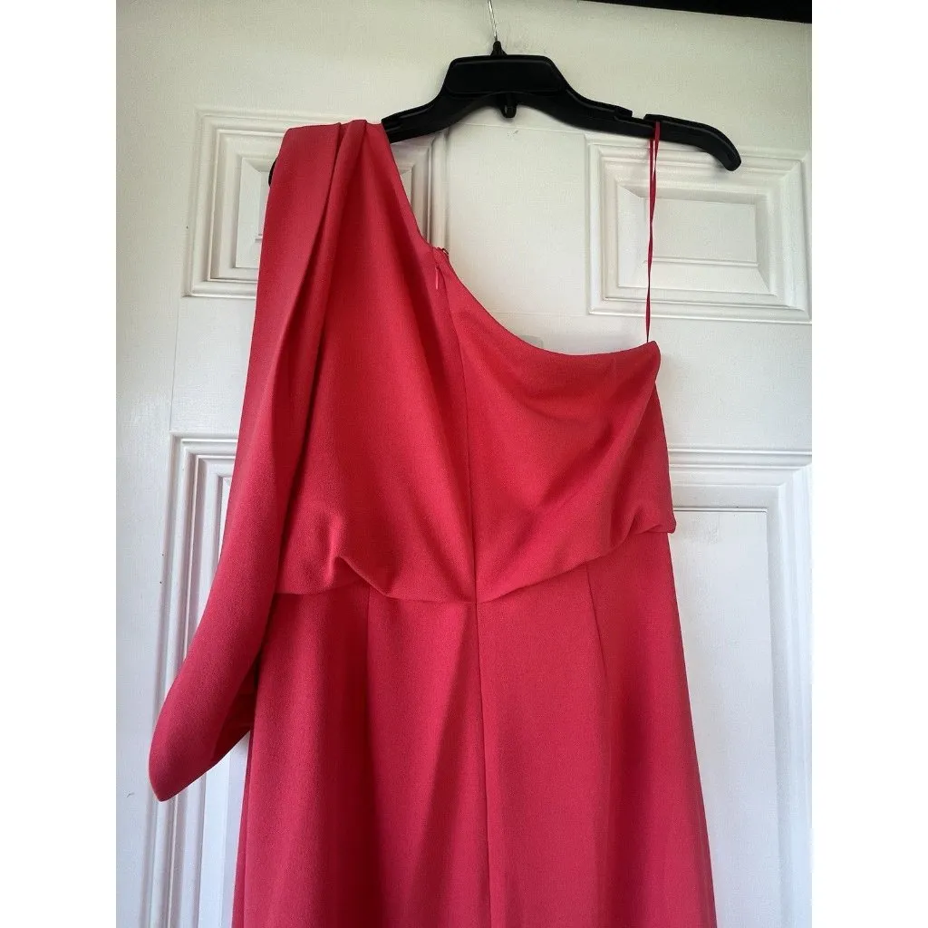 Belle Badgley Mischka Raya One Shoulder Draped Side Slit Maxi Dress Size 6 - Image 8