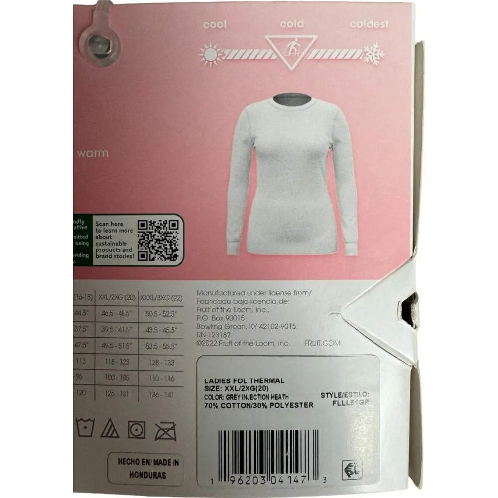 Fruit of the Loom EverSoft Women's Waffle Crew Shirt Size XXL (20) Gray - Image 3