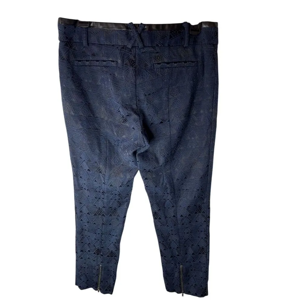Cartonnier Women's Ankle Pants Size 6 Blue Geometric Lace Casual - Image 2