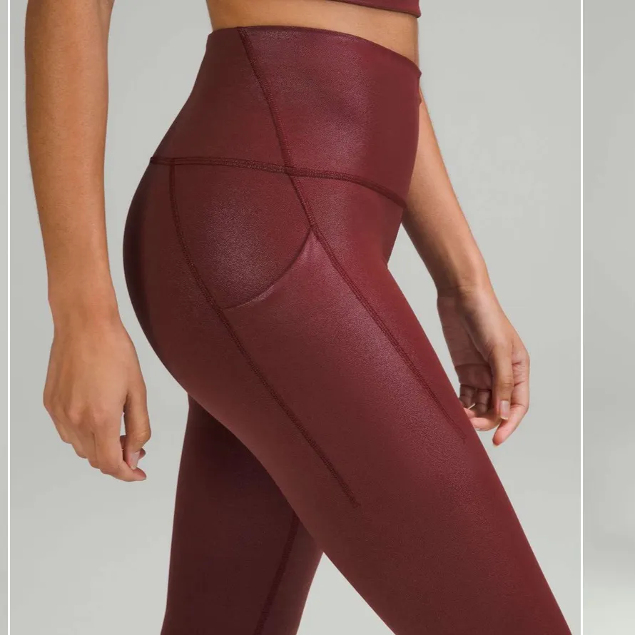 Lululemon Wunder Train High-Rise Tight with Pockets 25" Red Foil Leggings Sz 2 - Image 2