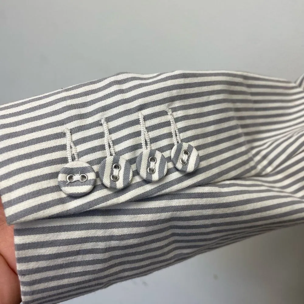 UK Style French Connection White and Grey Railroad Blue Striped Blazer Sz XS - Image 5