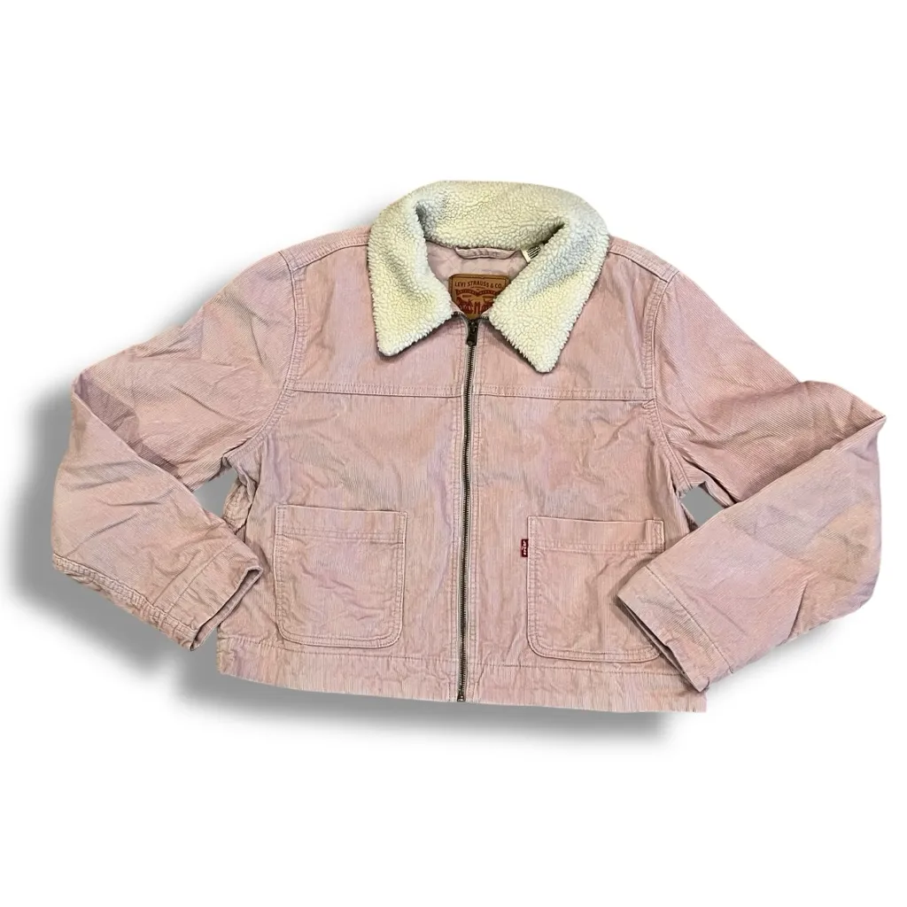 Levi's® Premium Boyfriend Corduroy Sherpa Trucker Jacket Womens XL Zypher Pink - Image 3