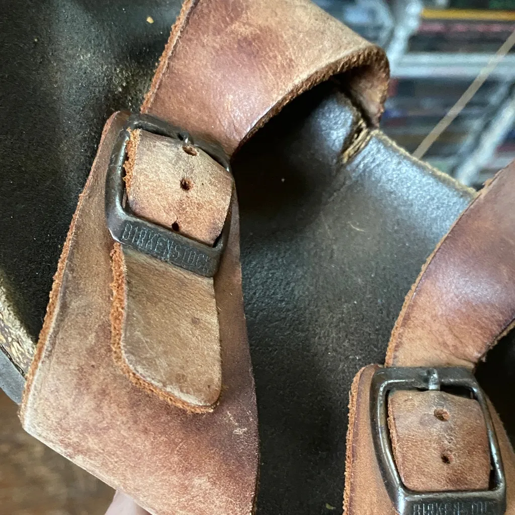 VTG 90s Birkenstock Brown Leather Sandals USED Size 39 - Image 10
