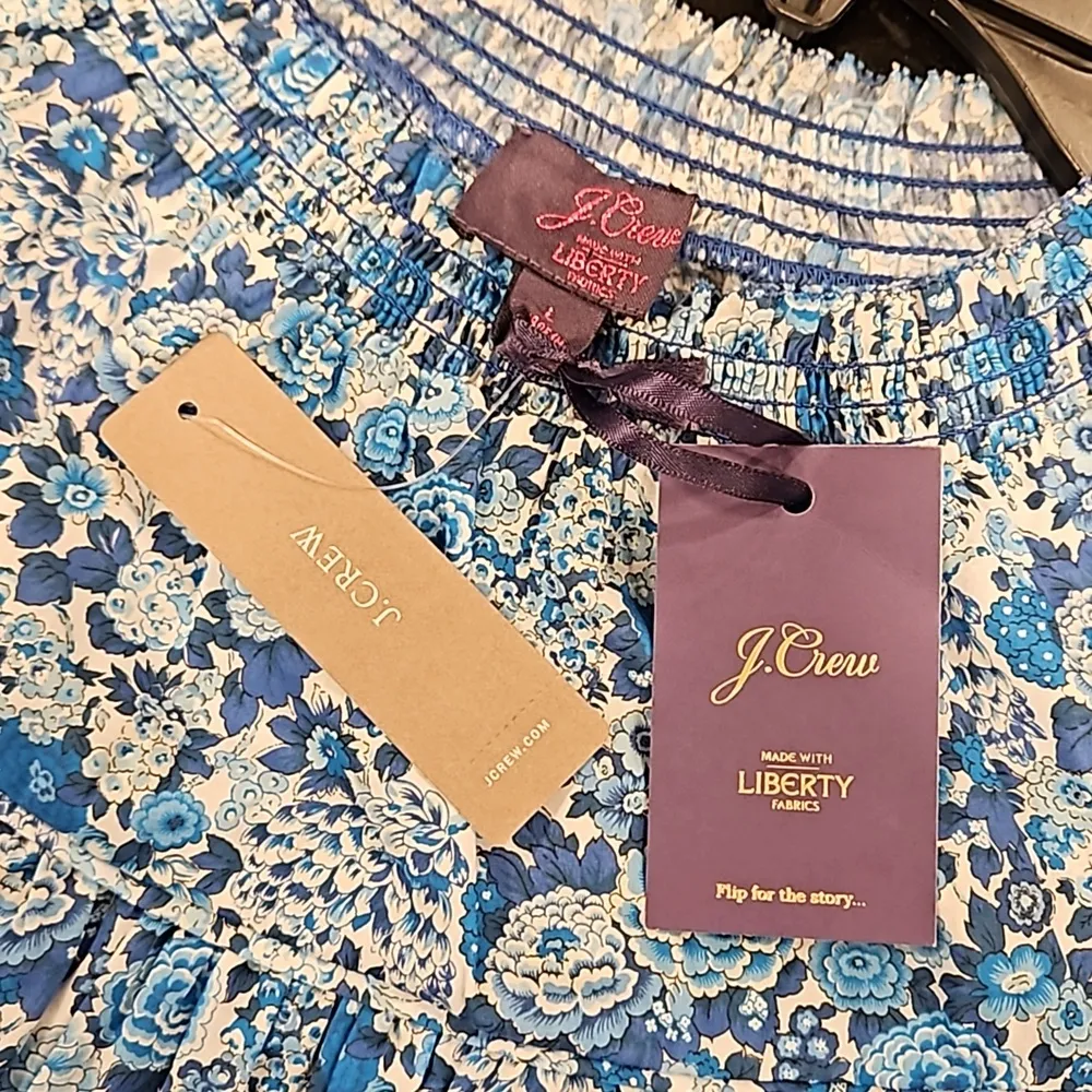 💕J. CREW💕 Smocked Popover Top ~ Liberty Elysian Day Floral Large L NWT - Image 11