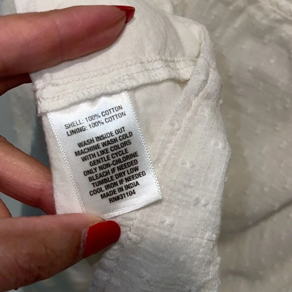 True Craft Womens Swiss Dot Square Neck Cap Sleeve Tie Back Blouse White Size 1X - Image 5