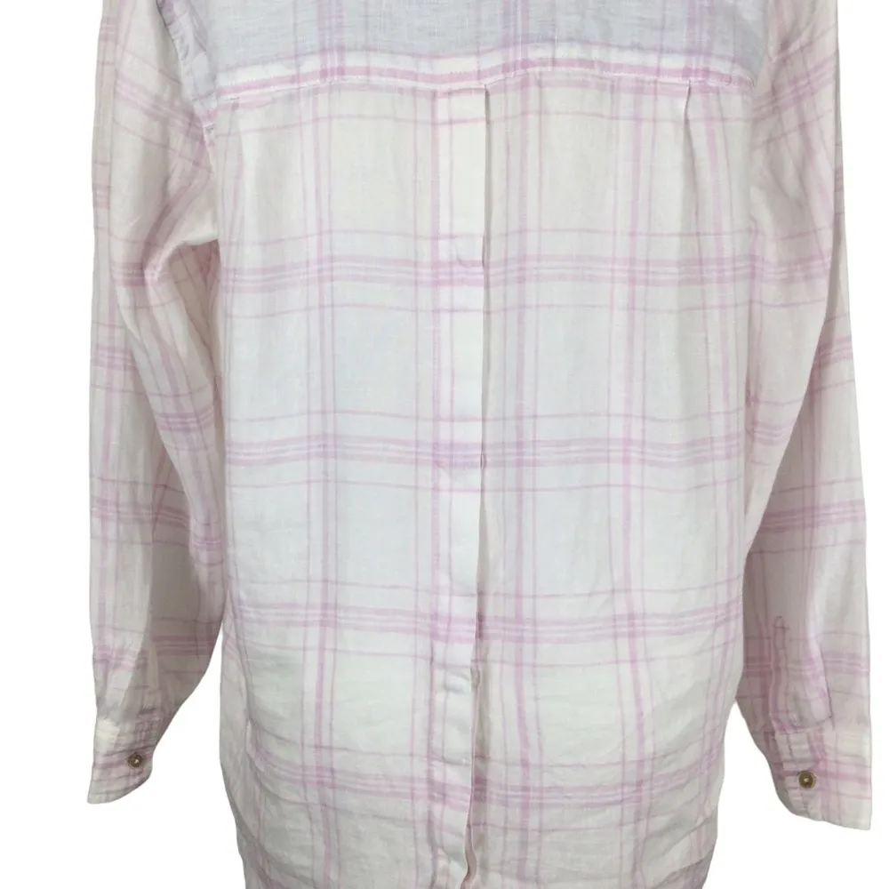 Free People No Limits Oversized Linen Alabaster Combo Shirt - Image 15