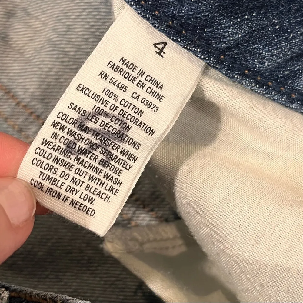 AEO Medium Wash Low Rise Distressed Denim Jean Shorts size 4 - Image 5