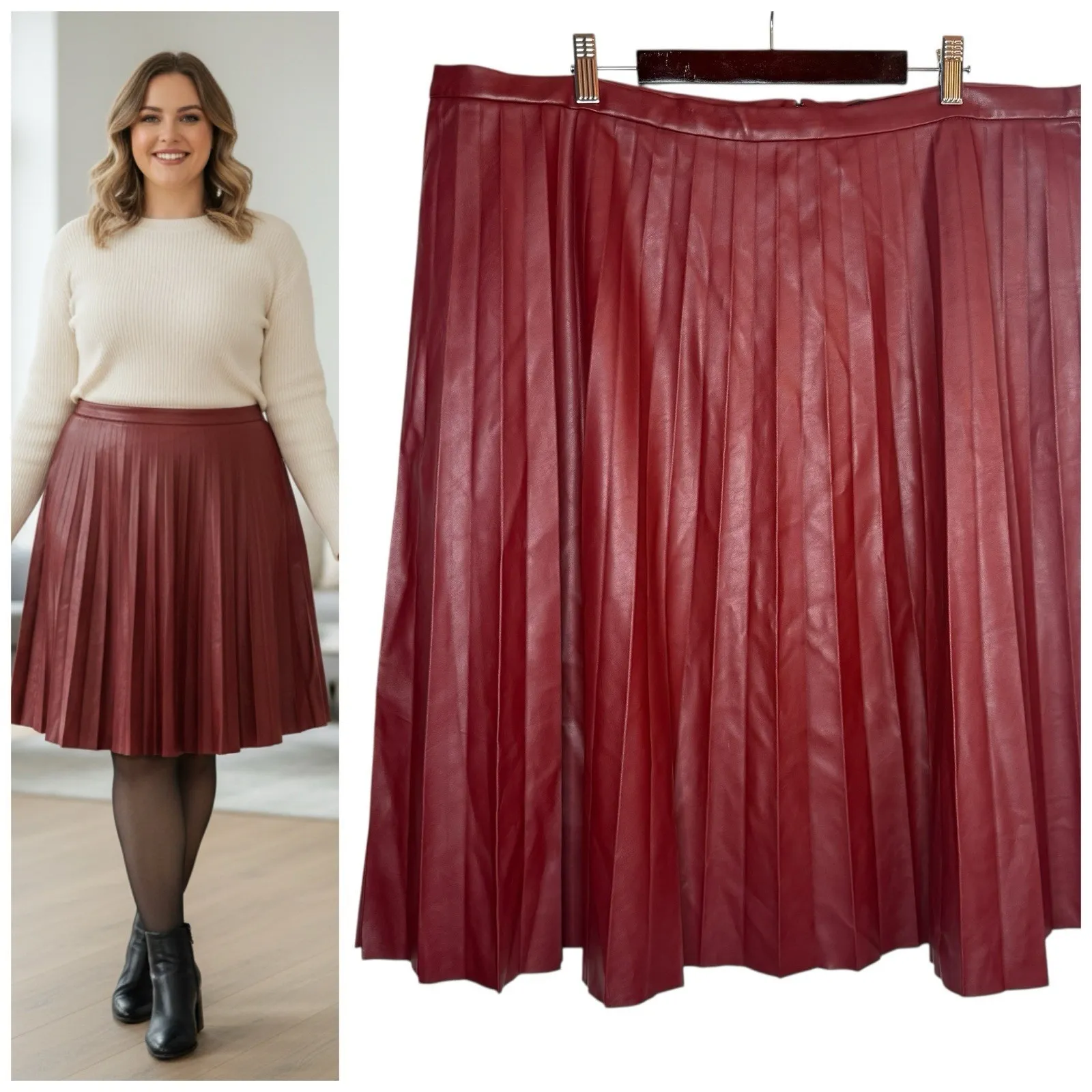 J. Crew Accordion Pleat‎ Faux Leather Midi Skirt A - Image 2